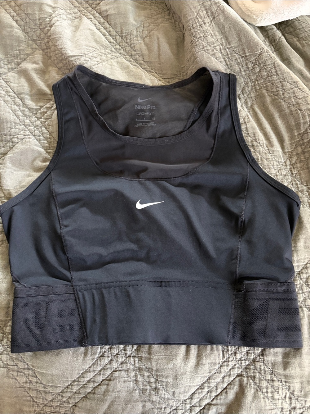 Nike Black Dri-FIT Supportive Mid-Impact Sports Bra with White Swoosh